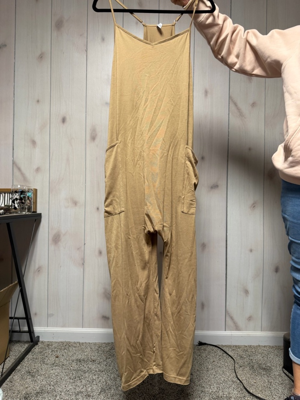 Women's Casual Sleeveless Jumpsuit in Camel